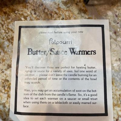 BUTTER WARMERS, PIE PAN, AND SERVING PLATTER