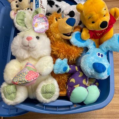 Blue tote with stuffed animals