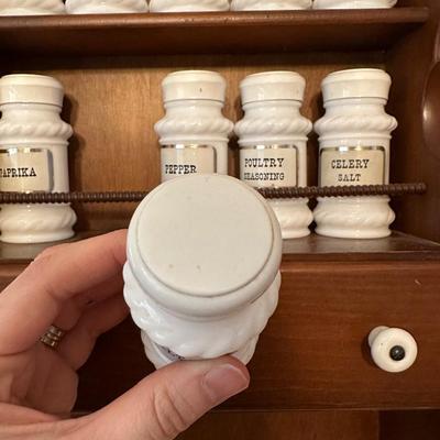 Vintage Milk Glass Spice Rack and Recipe Box