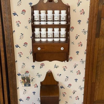 Vintage Milk Glass Spice Rack and Recipe Box