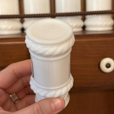 Vintage Milk Glass Spice Rack and Recipe Box