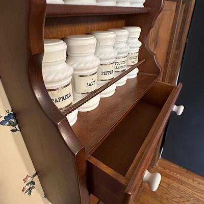 Vintage Milk Glass Spice Rack and Recipe Box