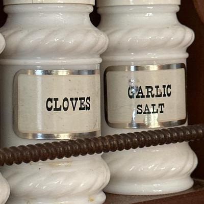 Vintage Milk Glass Spice Rack and Recipe Box
