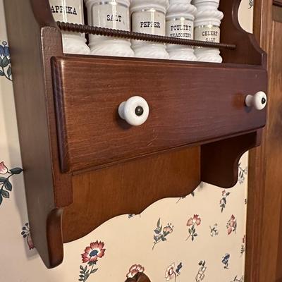 Vintage Milk Glass Spice Rack and Recipe Box