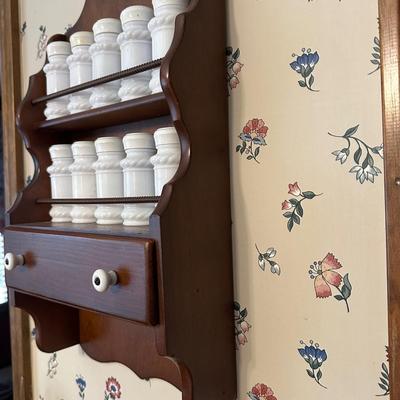 Vintage Milk Glass Spice Rack and Recipe Box