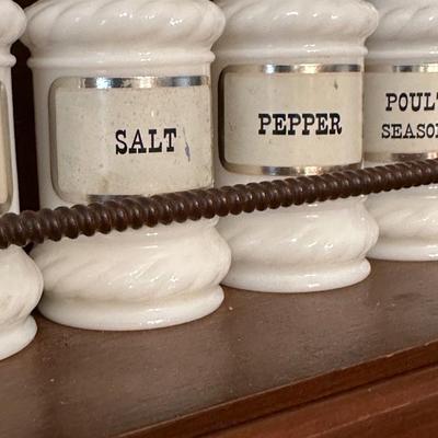 Vintage Milk Glass Spice Rack and Recipe Box