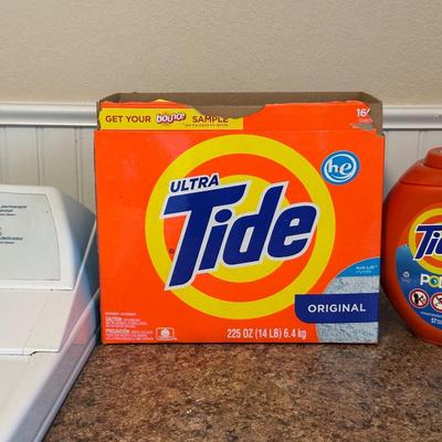 DURABILT IRON, TIDE LAUNDRY DETERGENT, OXI CLEAN VERSATILE STAIN REMOVER POWDER AND FABRIC SOFTENER SHEETS