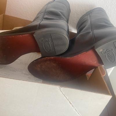 JUSTIN LEATHER BLACK BOOTS SIZE 10M