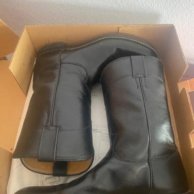 JUSTIN LEATHER BLACK BOOTS SIZE 10M