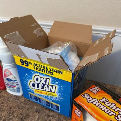 OXI CLEAN VERSATILE STAIN REMOVER POWDER, FABRIC SOFTENER SHEETS, BOOT/LEATHER CLEANERS AND CONDITIONERS AND MORE