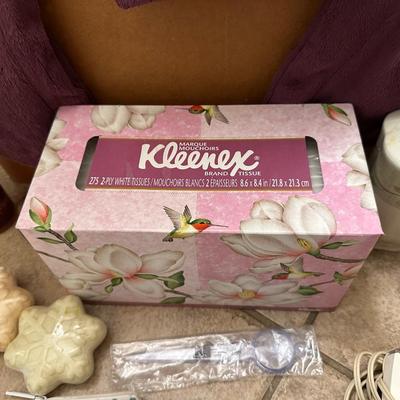 SUNBEAM ELECTRIC SHOULDER HEAT & MASSAGE PAD, KLEENEX, BAR SOAP AND MORE
