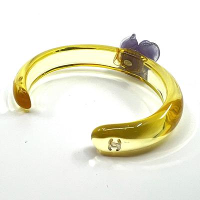 487 CHANEL Translucent x Purple 01P Camellia Rose Flower Bangle Bracelet