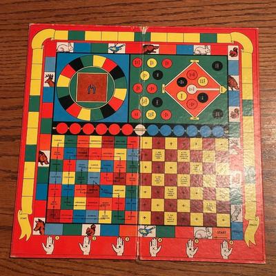 1930’s GAME BOARD “40 GAMES BOX” PIN THE TAIL ON THE DONKEY, KIDDIE QUIZ, & CENTURIONS GAMES