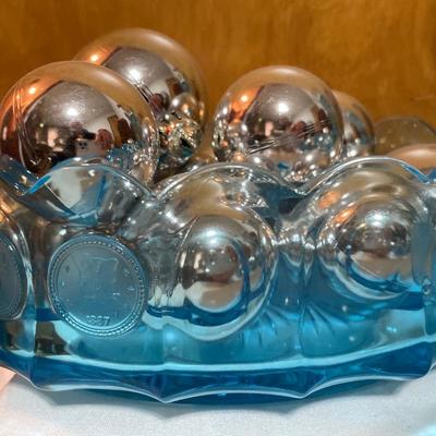 Fostoria cool blue coin dot set