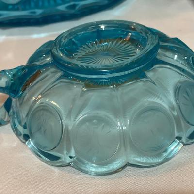 Fostoria cool blue coin dot set