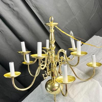 Lot T 601 Vintage Brass Ten Light Chandelier