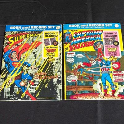 1970's Superman Alien Creatures and Captain America and The Falcon Comic Book and Record Set