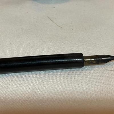 Bull horn ink well and fountain pen