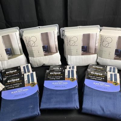 Lot U 611. NWT Four White Project 62 Blackout Curtain (50”x84”) & NWT Six Eclipse Blue Blackout Curtains, NWT Woolrich Down...