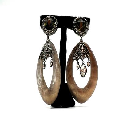 495 ALEXIS BITTAR Brown Lucite Ear Rings