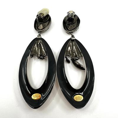 495 ALEXIS BITTAR Brown Lucite Ear Rings