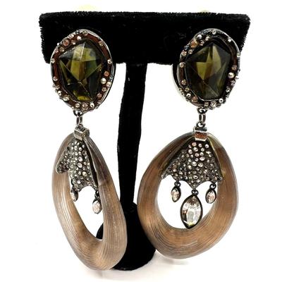 495 ALEXIS BITTAR Brown Lucite Ear Rings