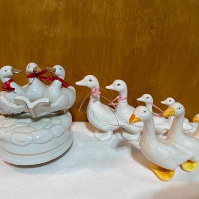 Geese in a row and music box