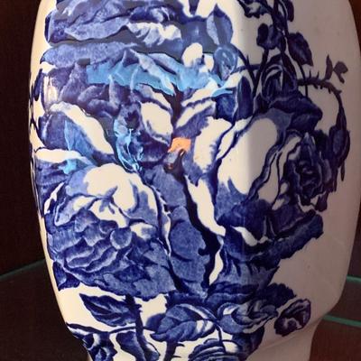 Blue Staffordshire England Ironstone Covered Tea Caddy