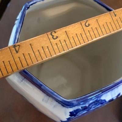 Blue Staffordshire England Ironstone Covered Tea Caddy