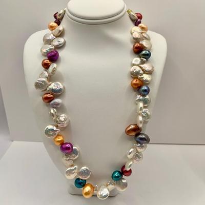 LOT2: Collection of 2 Colorful Honora Pearl Necklaces 16" & 18"