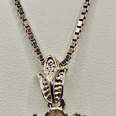 LOT 6: Hand Painted Madonna Pendant Set in 925 Silver with Cubic Zirconia on a 20" 925 Silver Chain