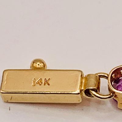 LOT 8: Semi-Precious Oval Faceted Gemstone and 14K Gold Bracelet - Blue Topaz, Amethyst, Garnet, Citrine, Peridot 7" Long 6.2 gtw