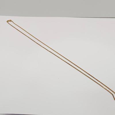 LOT 13: 14KP (Plumb) Charm Holder with Diamond Chip on a 14K Gold Italy Box Chain 24" Long 6gtw