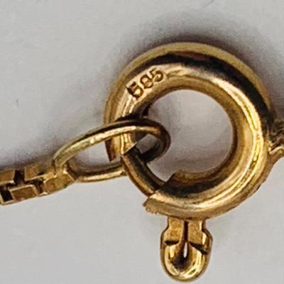 LOT 13: 14KP (Plumb) Charm Holder with Diamond Chip on a 14K Gold Italy Box Chain 24" Long 6gtw