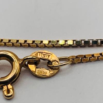 LOT 13: 14KP (Plumb) Charm Holder with Diamond Chip on a 14K Gold Italy Box Chain 24" Long 6gtw