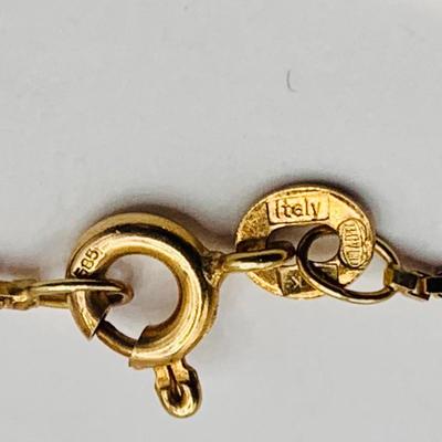 LOT 13: 14KP (Plumb) Charm Holder with Diamond Chip on a 14K Gold Italy Box Chain 24" Long 6gtw