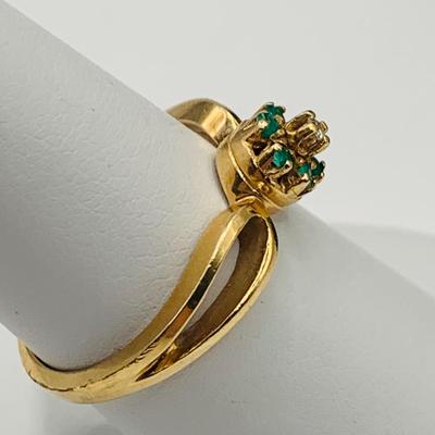 LOT 16: Lovely 14K Gold Diamond Ring with Emerald Halo Size 6.5, 2.8 gtw