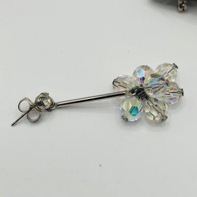 LOT18: Vintage Crown Trifari Silvertone Rodium Plated Clear Crystal Brooch, Rhinestone Duet Brooch/ Shoe Clip, Bead Necklaces and Earrings