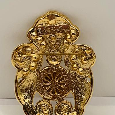 LOT:20: Jeff Lieb Purple Cabochon Pearl Drop Brooch and More Jeweled Pins and Brooches