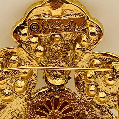 LOT:20: Jeff Lieb Purple Cabochon Pearl Drop Brooch and More Jeweled Pins and Brooches