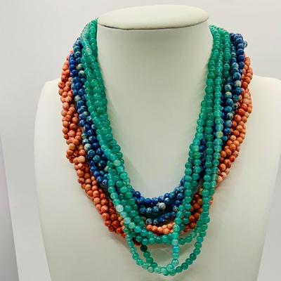 LOT 21: Colorful Collection of Beaded Necklaces, Branch Coral Necklaces, 925 Gold and Coral Pin and Fresh Water Pearl Necklaces and More