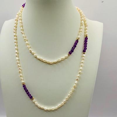 LOT 22: Collection of Deep Purple Beaded Necklaces, Purple Earrings, Pansy Pendant Necklace and More