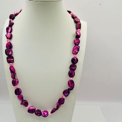 LOT 22: Collection of Deep Purple Beaded Necklaces, Purple Earrings, Pansy Pendant Necklace and More