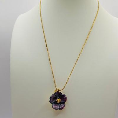 LOT 22: Collection of Deep Purple Beaded Necklaces, Purple Earrings, Pansy Pendant Necklace and More