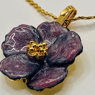LOT 22: Collection of Deep Purple Beaded Necklaces, Purple Earrings, Pansy Pendant Necklace and More