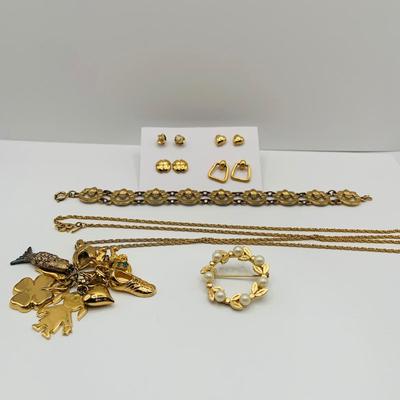 LOT 24: Monet Charm Holder with 30" Long Chain and 8 Charms and More