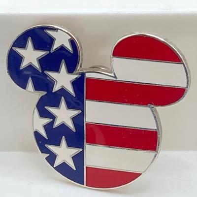 LOT 55J: Three Disney Mickey Mouse (Lorus / Ingersoll) Watches and One Stars and Stripes Mickey Mouse Pin