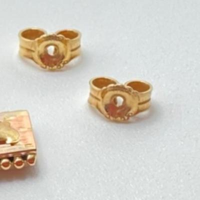 LOT 60J: Italy Gold Tri-Color Pierced Earrings Circa 1980 - 14KT, TW 4.1g