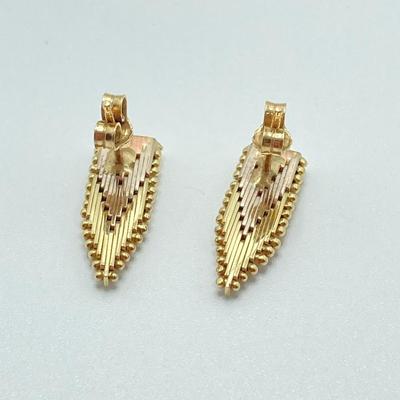 LOT 60J: Italy Gold Tri-Color Pierced Earrings Circa 1980 - 14KT, TW 4.1g