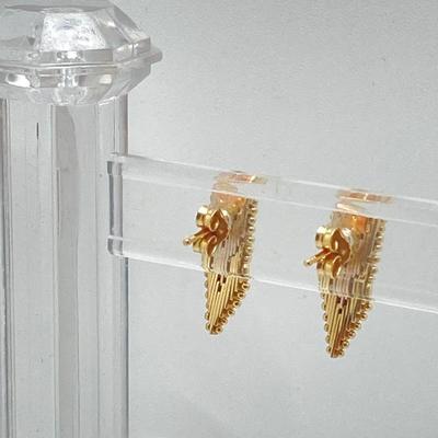 LOT 60J: Italy Gold Tri-Color Pierced Earrings Circa 1980 - 14KT, TW 4.1g